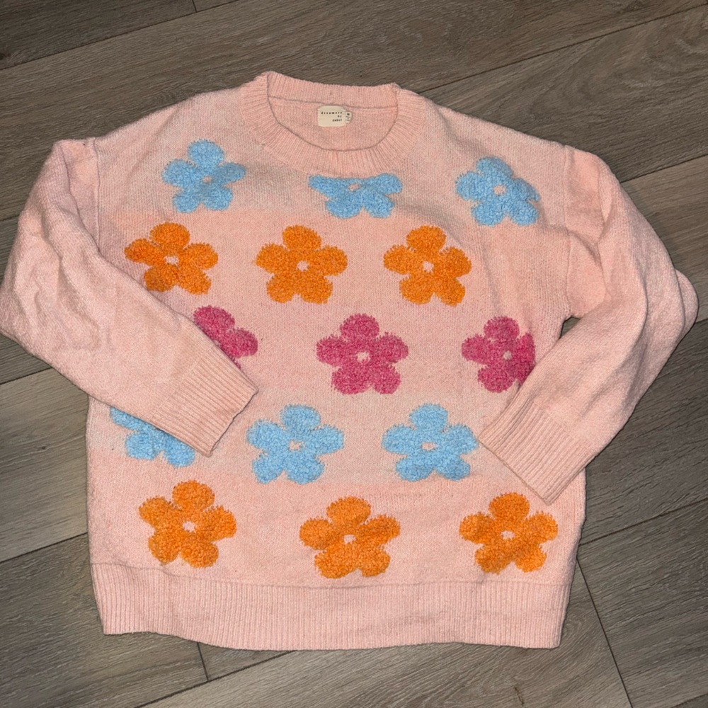 Dreamers Pink Sweater with Floral Design